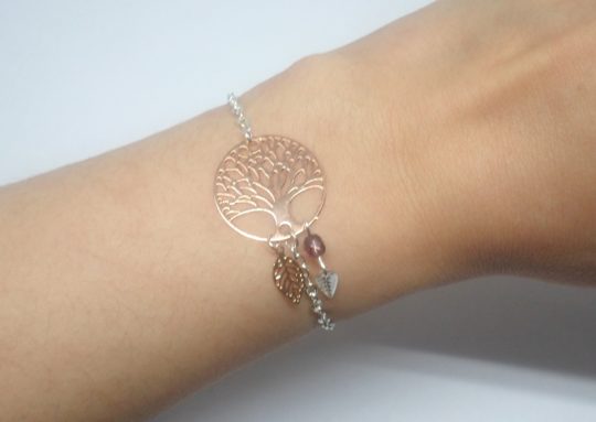 Bracelet arbre de vie feuilles et perles or rose gold argenté bijou en édition limitée par Odacassie les créations de Cassandre bijoux et accessoires faits main bijoux poétiques bohèmes romantiques