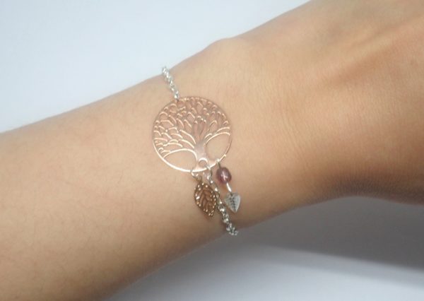 Bracelet arbre de vie feuilles et perles or rose gold argenté bijou en édition limitée par Odacassie les créations de Cassandre bijoux et accessoires faits main bijoux poétiques bohèmes romantiques