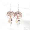 Boucles d'oreilles arbres de vie estampes feuilles perles en verre de Bohême rose gold argenté violet améthyste crochets acier inoxydable hypoallergénique par Odacassie les créations de Cassandre bijoux et accessoires faits main bijoux poétiques bohèmes romantiques