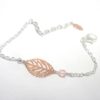 bracelet minimaliste feuilles et perles estampes argenté rose gold rose