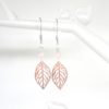 boucles d'oreilles minimalistes feuilles et perles estampes mariage cérémonie argenté rose gold rose