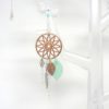 sautoir attrape-rêves dreamcatcher or rose gold vert opale turquoise clair argenté estampes feuilles plumes perles verre de Bohême