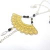 collier éventail doré noir argenté japonisant asiatique estampe perles en verre de Bohême bijou édition limitée Odacassie