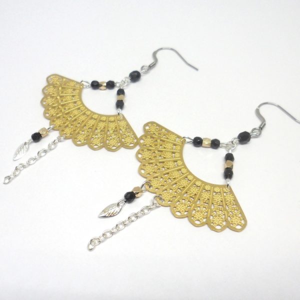 Boucles D'oreilles Clips Vintage Japonaises Dorées émail Marbré | Bijou Ancien Pêche