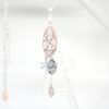 Collier ovale ajouré oiseau origami pendentif fleurs fines estampes feuilles or rose argenté blanc nacré collier mi-long fait main Odacassie