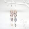 boucles d'oreilles ovales ajourés oiseaux origami pendentifs fleurs fines estampes feuilles or rose argent blanc nacré création faite main par Odacassie