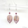 boucles d'oreilles feuilles rosaces perles bordeaux argenté or rose acier inoxydable création édition limitée Odacassie