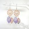 Boucles d'oreilles attrape-rêve dreamcatcher bijou feuilles fleur perles or rose rose gold argenté lilas mauve création édition limitée Odacassie
