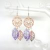 Boucles d'oreilles attrape-rêve dreamcatcher bijou feuilles fleur perles or rose rose gold argenté lilas mauve création édition limitée Odacassie