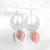 boucles d'oreilles attrape-rêves mariage argenté rose estampes