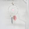 sautoir dreamcatcher argenté rose feuilles plumes perles