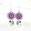 boucles d'oreilles rosaces violettes et noires