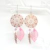 Boucles d'oreilles rose gold argenté rose acier inoxydable chirurgical attrape-rêve dreamcatcher plume feuilles fleur création édition limitée Odacassie