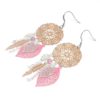 Boucles d'oreilles rose gold argenté rose acier inoxydable chirurgical attrape-rêve dreamcatcher plume feuilles fleur création édition limitée Odacassie