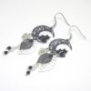 Boucles d'oreilles chats au lune feuilles fines estampes breloques coeurs empreinte de chat love my cat dans les tons noir argenté et blanc création édition limitée Odacassie bijoux et accessoires