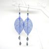 Boucles d'oreilles feuilles et perles coloris au choix fines estampes pièces uniques Odacassie bijoux et accessoires faits main