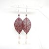 Boucles d'oreilles feuilles et perles coloris au choix fines estampes pièces uniques Odacassie bijoux et accessoires faits main