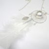 Bola de grossesse cœur ailé blanc argenté dreamcatcher attrape-rêves estampes feuilles plume plume duvet blanche pièce unique réalisée sur commande Odacassie bijoux et accessoires faits main