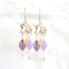 Boucles d'oreilles licornes doré rose violet prune mauve lilas girly élégant tendance estampes feuilles perles en verre de Bohême édition limitée Odacassie bijoux et accessoires faits main