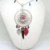 Bola de grossesse rouge et noir argenté cage fleurs plume feuilles petits pieds empreintes de pieds dreamcatcher attrape-rêves pièce unique réalisée sur mesure par Odacassie bijoux et acessoires faits mains les créations de Cassandre