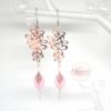 Boucles d'oreilles printemps fleurs feuilles perles rose gold or rose argenté rose fines estampes boucles d'oreilles poétiques bohèmes romantiques par Odacassie les créations de Cassandre bijoux et accessoires faits main