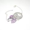 Bracelet estampe fleurie feuilles perles attrape-rêves dreamcatcher coloris au choix rose ou violet par Odacassie les céations de Cassandre bijoux et accessoires faits main bijoux poétiques bohèmes romantiques