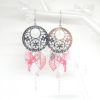 Boucles d'oreilles fées estampes fleuries feuilles et perles attrape-rêves dreamcatcher acier inoxydable par Odacassie les créations de Cassandre bijoux et accessoires faits main bijoux poétiques bohèmes romantiques