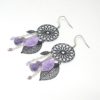 Boucles d'oreilles violons violet noir mauve argenté tendance attrape-rêves acier inoxydable idée cadeau professeur de violon passionnée de violon bijou instrument de musique par Odacassie les créations de Cassandre bijoux et accessoires faits main made in France bijoux poétiques bohèmes romantiques