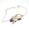 Bracelet chat noir et doré, étoiles, lune, feuilles, sequin doré et perle en verre de Bohême création Odacassie bijoux et accessoires faits main