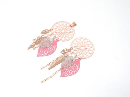 Pendentifs sur mesure future mariée mariage attrape-rêves rose gold filled 14 carats plaqué or rose pièces uniques headband collier par Odacassie les créations de Cassandre mariage bohème chic romantique bijoux et accessoires faits main