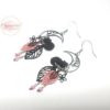 Boucles d'oreilles chats sur la lune noir rose acier inox par Odacassie