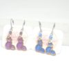 Odacassie-456-1-Boucles-doreilles-chats-violets-dores-resine-pailletee-perles-bijou-enfant-acier inoxydable