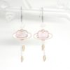 Boucles d'oreilles planètes coeurs galaxie doré argenté rose avec au choix perles en verre de Bohême ou chips de quartz rose collection Saint-Valentin par Odacassie les créations de Cassandre bijoux et accessoires faits main bijoux poétiques bijoux bohèmes bijoux romantiques idée cadeau femme