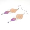 Boucles d'oreilles pièce unique fines estampes chandeliers éventails feuilles perles or rose argenté violet rose gold acier inoxydable par Odacassie les créations de Cassandre bijoux et accessoires faits main bijoux poétiques bijoux bohèmes bijoux romantiques handmade jewelry idée cadeau femme