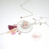 Bola de grossesse camaïeu de rose or rose gold argenté fuchsia foncé cage ailes d'anges plume feuilles pompon oiseaux origami estampes pièce unique réalisée sur mesure bola personnalisable par Odacassie les créations de Cassandre bijoux et accessoires faits main bijoux poétiques bijoux bohèmes bijoux romantiques idée cadeau naissance idée cadeau grossesse idée cadeau femme enceinte