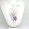 Bijou de grossesse pomme d'amour et coeurs mauve violet argenté rose pâle perles petits pieds plume feuilles bola de grossesse attrape-rêves dreamcatcher pièce unique réalisée sur mesure par Odacassie les créations de Cassandre bijoux et accessoires faits main bijoux poétiques bijoux bohèmes bijoux romantiques idée cadeau grossesse idée cadeau naissance idée cadeau femme enceinte