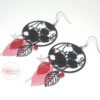 Boucles d'oreilles noir rouge rose argenté avec fines estampes fleurs feuilles et oiseaux origami perles en verre de Bohême crochets en acier inoxydable acier chirurgical bijou en édition limitée par Odacassie les créations de Cassandre bijoux et accessoires faits main bijoux poétiques bijoux bohèmes bijoux romantiques idée cadeu femme idée cadeau Noël idée cadeau fêtes de fin d'année