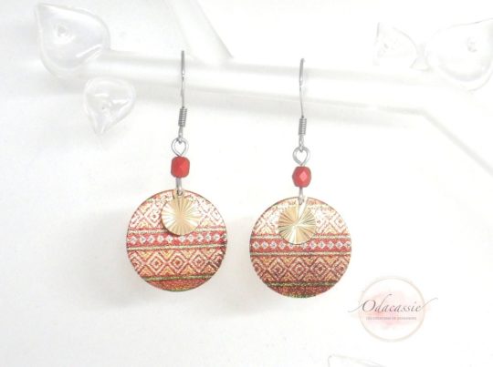 Boucles d'oreilles pailletées collection fêtes de fin d'année 2019 modèle n°3 crochets d'oreilles acier inoxydable édition limitée par Odacassie les créations de Cassandre bijoux et accessoires faits main bijoux poétiques bijoux bohèmes bijoux romantiques idée cadaeau femme idée cadeau femme Noël