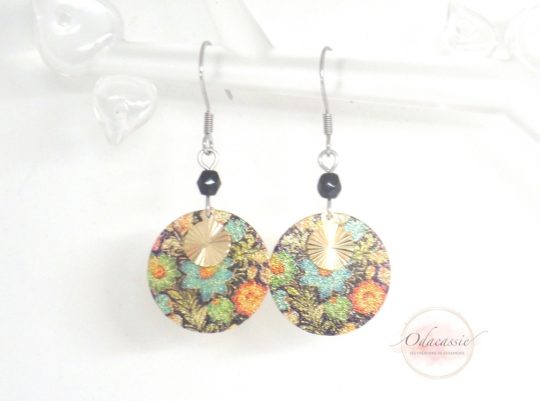 Boucles d'oreilles pailletées collection fêtes de fin d'année 2019 modèle n°5 crochets d'oreilles acier inoxydable édition limitée par Odacassie les créations de Cassandre bijoux et accessoires faits main bijoux poétiques bijoux bohèmes bijoux romantiques idée cadaeau femme idée cadeau femme Noël