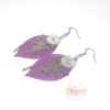 Boucles d'oreilles feuilles et fées estampes rosaces acier inoxydable coloris au choix bleu ou mauve perles en verre de Bohême par Odacassie les créations de Cassandre bijoux et accessoires faits main bijoux poétiques bijoux bohèmes bijoux romantiques