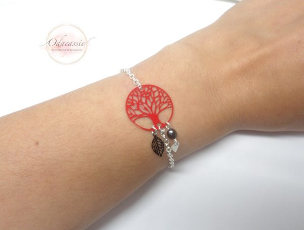 Bracelet arbre de vie rouge Odacassie