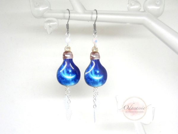 Boucles d'oreilles croissant de lune nuit étoilée par Odacassie