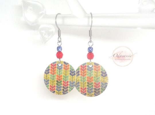 Boucles d'oreilles épis multicolores nouvelle collection pailletée Odacassie