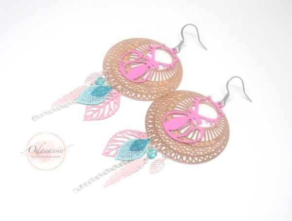 Boucles d'oreilles chats girly esprit attrape-rêves par Odacassie