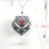 Collier double cœur noir rouge argenté cadeau Saint-Valentin par Odacassie