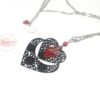 Collier double cœur noir rouge argenté cadeau Saint-Valentin par Odacassie