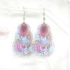 Boucles d'oreilles grands chandeliers colorées feuilles fleurs perles Odacassie