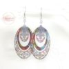 Boucles d'oreilles ovales multicolores estampes feuilles perles Odacassie