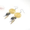 Boucles d'oreilles spirales dorées et noires oiseaux origami plumes feuilles perles esprit attrape-rêves par Odacassie