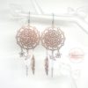 Boucles d'oreilles dreamcatcher blanc or rose fines estampes acier inoxydable par Odacassie